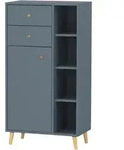 Stylife Highboard Schildmeyer Bjarne, Blau, Petrol, Holz, Eiche, massiv, 1 F&auml;cher, 2