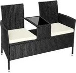 tectake Rattan, Schwarz, Beige, Kunststoff, 61x82x131 cm, Gartenm&ouml;bel,