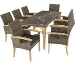 tectake Gartentisch, Natur, Kunststoff, Rechteckig, Gartenm&ouml;bel, Gartenm&ouml;bel-Sets