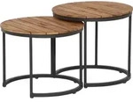 Siena Garden Gartenbeistelltisch, Anthrazit, Teak, Holz, Teakholz, rund, C-Form,