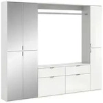 Mid.you Garderobe, Wei&szlig; Hochglanz, Glas, Holzwerkstoff, 4-teilig, 2 Schublade(n)