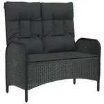 vidaXL Gartenbank, Schwarz, Naturmaterialien, 62.5x109x107 cm, Gartenm&ouml;bel,