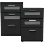 Ml-Design Nachttisch, Schwarz, Holzwerkstoff, 2 Schubladen, 38x48x40 cm,