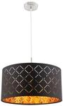 Globo H&auml;ngeleuchte Clarke, Schwarz, Gold, Metall, Textil, rund,rund, 140 cm, Lampen