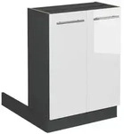 Vicco K&uuml;cheninsel, Wei&szlig; Hochglanz, Anthrazit, Holzwerkstoff, Rechteckig, 60x82x70