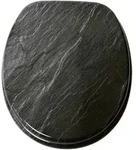 Sanilo Wc-Sitz, Schwarz, Holzwerkstoff, Oval, 38x6x47 cm, Badezimmer, WC Ausstattung,