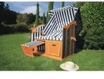 Acamp Strandkorb, Blau, Wei&szlig;, Textil, Kiefer, Tanne, Streifen, 116x160x72 cm,