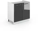 Vicco Sp&uuml;lenunterschrank, Schwarz Hochglanz, Wei&szlig;, Holzwerkstoff, 1 F&auml;cher,