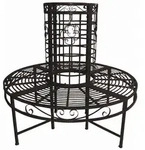 Gardenson Baumbank, Schwarz, Metall, 5-Sitzer, 121x112x121 cm, Abstellfl&auml;che,
