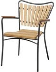 Gardenson Gartenstuhl, Anthrazit, Teak, Holz, Teakholz, vollmassiv, Rundrohr,