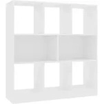 vidaXL B&uuml;cherregal, Wei&szlig;, Holz, Strukturbuche, 8 F&auml;cher, Rechteckig, 97.5x100x29.5