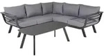 Gardenson Loungegarnitur, Grau, Dunkelgrau, Metall, Kunststoff, Textil, 3-teilig,