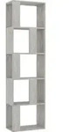 vidaXL B&uuml;cherregal, Grau, Holz, Strukturbuche, 5 F&auml;cher, Rechteckig, 45x159x24 cm,