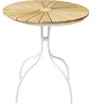 Gardenson Gartentisch, Teak, Wei&szlig;, Holz, Teakholz, vollmassiv, rund, Rundrohr,
