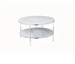 Livetastic Couchtisch, Chrom, Wei&szlig;, Metall, Glas, Marmoroptik, rund, Rundrohr,