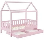 Juskys Kinderbett, Rosa, Holz, 80x160 cm, Kinder- & Jugendzimmer, Kinderm&ouml;bel,
