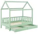Juskys Kinderbett, Mintgr&uuml;n, Holz, 80x160 cm, Kinder- & Jugendzimmer, Kinderm&ouml;bel,
