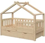 VitaliSpa Hausbett, Natur, Holz, 2 Schubladen, Rechteckig, 70x140 cm, Kinder- &