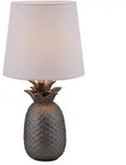 N&auml;ve Tischleuchte, Silber, Wei&szlig;, Metall, Textil, Keramik, 45 cm, Lampen & Leuchten,