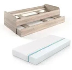 VitaliSpa Ausziehbett, Sonoma Eiche, Holzwerkstoff, 1 Schubladen, Rechteckig,