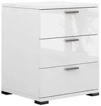 Vicco Nachttisch, Wei&szlig; Hochglanz, Holzwerkstoff, 3 F&auml;cher, 3 Schubladen,