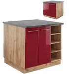 Vicco K&uuml;cheninsel, Bordeaux, Honigeiche, Holzwerkstoff, Rechteckig, 90x82x82 cm,