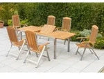 Gardenson Gartentischgruppe Keros, Silber, Akazie, Holz, Metall, Akazie, Hartholz,