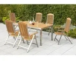 Gardenson Gartentischgruppe Keros, Silber, Akazie, Holz, Metall, Akazie, Hartholz,