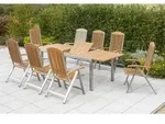 Gardenson Gartentischgruppe Keros, Silber, Akazie, Holz, Metall, Akazie, Hartholz,