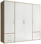 P & B Dreht&uuml;renschrank, Wei&szlig;, Sonoma Eiche, Holzwerkstoff, 5 F&auml;cher, 4