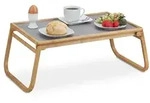 Relaxdays Betttablett, Mehrfarbig, Holz, Textil, Schlafzimmer, Betten