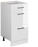 Vicco K&uuml;chenunterschrank, Wei&szlig;, Wei&szlig; Hochglanz, Holzwerkstoff, 3 F&auml;cher, 3
