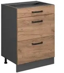 Vicco K&uuml;chenunterschrank, Honigeiche, Anthrazit, Holzwerkstoff, 3 F&auml;cher, 3