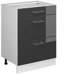 Vicco K&uuml;chenunterschrank, Schwarz Hochglanz, Wei&szlig;, Holzwerkstoff, 3 F&auml;cher, 3