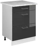 Vicco K&uuml;chenunterschrank, Schwarz Hochglanz, Wei&szlig;, Holzwerkstoff, 3 F&auml;cher, 3