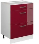 Vicco K&uuml;chenunterschrank, Rot, Wei&szlig;, Holzwerkstoff, 3 F&auml;cher, 3 Schubladen,