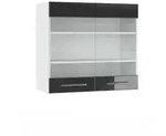 Vicco K&uuml;chenglasschrank, Schwarz Hochglanz, Wei&szlig;, Holzwerkstoff, 2 F&auml;cher,