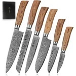 Wakoli Messerset, Braun, Holz, Metall, Nachbildung, Kochen, K&uuml;chenmesser, Messersets