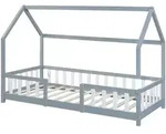 [en.casa] Hausbett, Hellgrau, Wei&szlig;, Holz, Kiefer, 90x200 cm, Kinder- & Jugendzimmer,