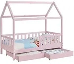 Juskys Kinderbett, Rosa, Holz, 90x200 cm, Kinder- & Jugendzimmer, Kinderm&ouml;bel,