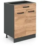 Vicco K&uuml;chenunterschrank, Honigeiche, Anthrazit, Holzwerkstoff, 1 F&auml;cher, 1