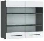 Vicco K&uuml;chenglasschrank, Wei&szlig; Hochglanz, Anthrazit, Holzwerkstoff, 3 F&auml;cher,