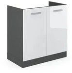 Vicco Sp&uuml;lenunterschrank, Wei&szlig; Hochglanz, Anthrazit, Holzwerkstoff, 1 F&auml;cher,