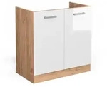 Vicco Sp&uuml;lenunterschrank, Wei&szlig; Hochglanz, Eiche, Holzwerkstoff, 1 F&auml;cher,