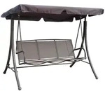 Gardenson Hollywoodschaukel, Grau, Schwarz, Metall, Kunststoff, 201x159x130 cm,