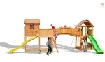 Fungoo Spielturm "Maxi Set Sized Plaza My Side Fortress Toybox Rainbow",teak,