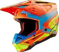 Alpinestars S-M5 Action 2, Motocrosshelm - Neon-Orange/Blau/Neon-Gelb - M