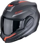 Scorpion EXO-Tech Evo Carbon Cosy, Modularhelm - Matt Schwarz/Grau/Rot - XL