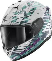 Shark HE0912EWXWXS, Shark D-Skwal 3 Reptaia, Integralhelm - Wei&szlig;/T&uuml;rkis/Dunkelgr&uuml;n