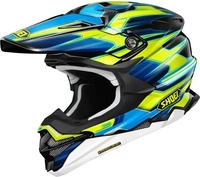 Shoei 14.10.105.3, Shoei VFX-WR Sparkle, Motocrosshelm - Schwarz/Neon-Gelb/Blau...